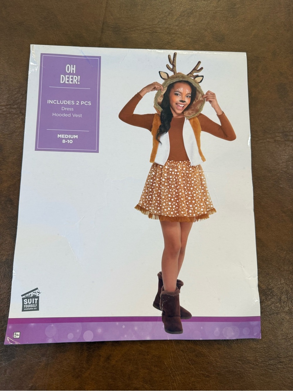 Deer Dress with Hooded Vest - Halloween Costume - Girls Size Medium